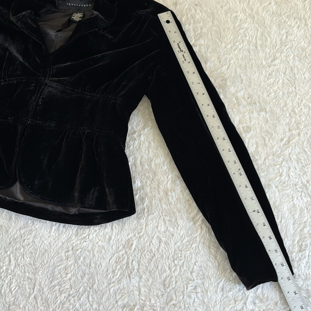 Apostrophe black velvet fitted blazer jacket coat women’s size 2 holiday party - Picture 8 of 10